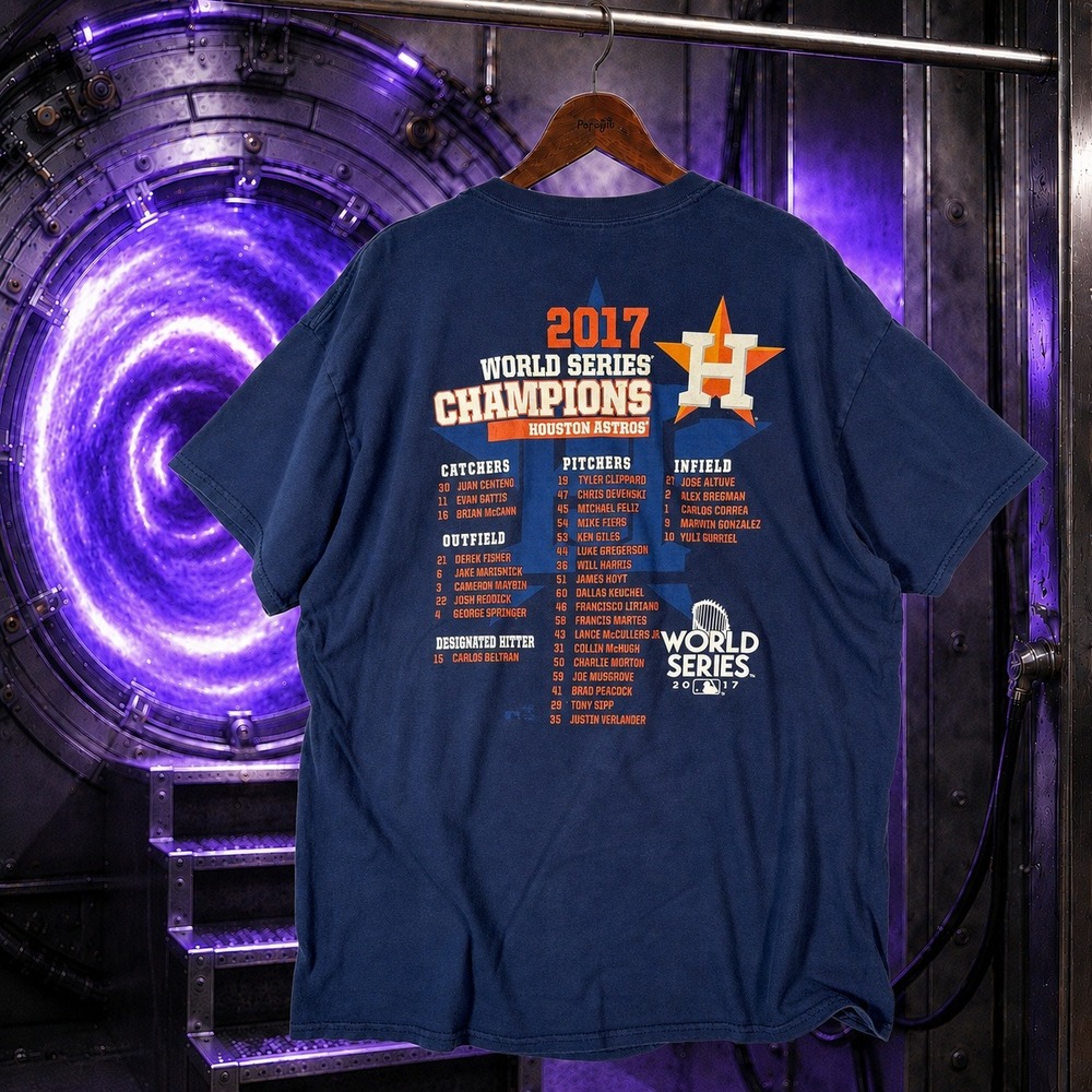 Houston Astros 2017 World Series Champions Navy Roster T-Shirt Mens L Gildan